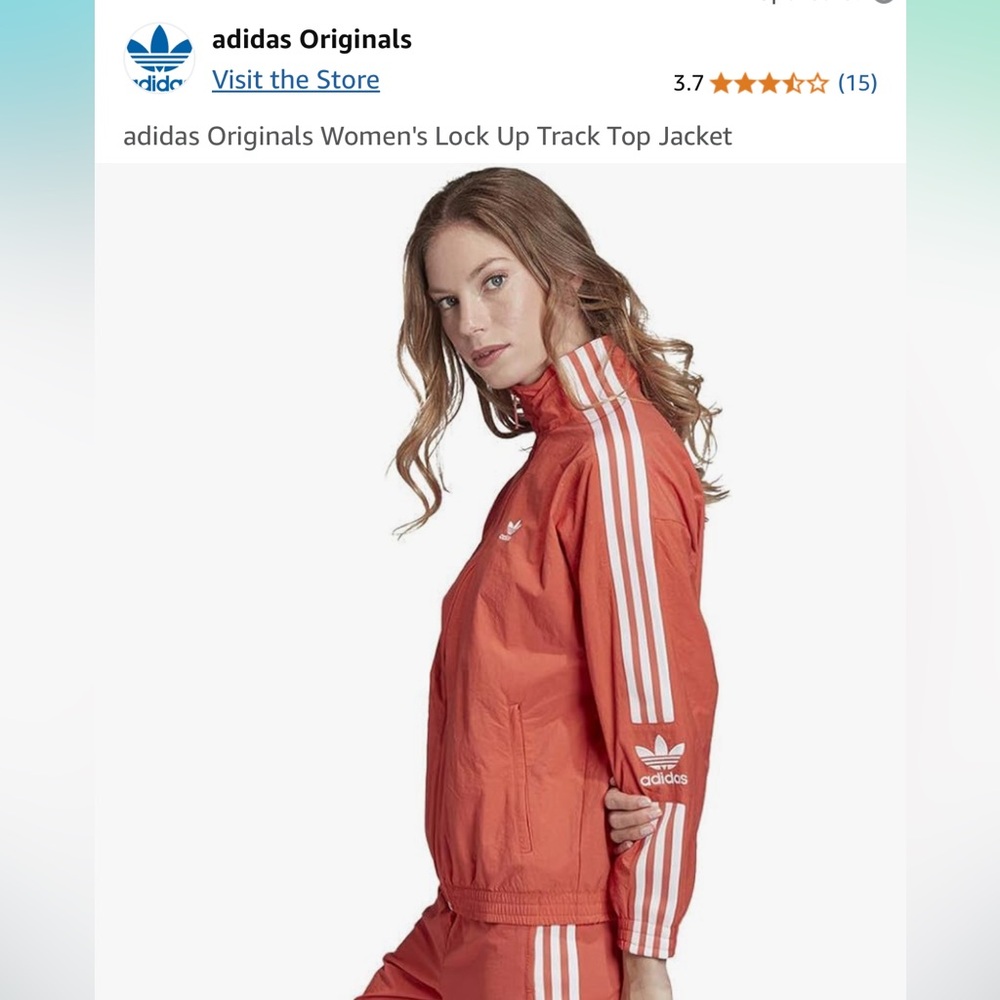 adidas Originals Women's Lock Up Track Top Jacket Sz Medium Trace Scarlet White